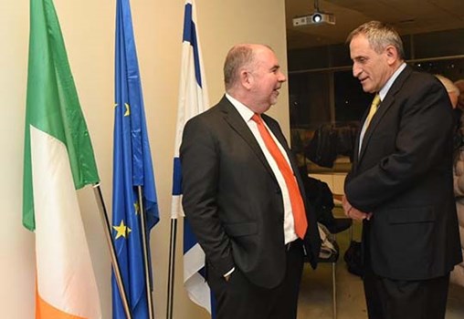 (Left) Ambassador of Ireland, H.E Kyle O'Sullivan, (Right) NLI Chairman Ambassador Sallai Meridor | Photo: Yoni Kelberman
