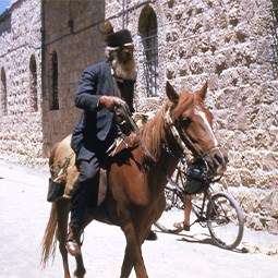אדם רוכב על סוס בשכונת נחלאות
