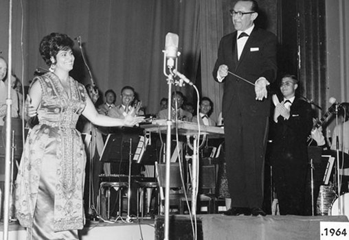 Moshe Wilensky and Shoshana Damari in concert, 1964 (The Moshe Wilensky Archive, MUS 0069)